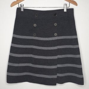 Loft Gray and Striped Wool Knit Skirt Size Small